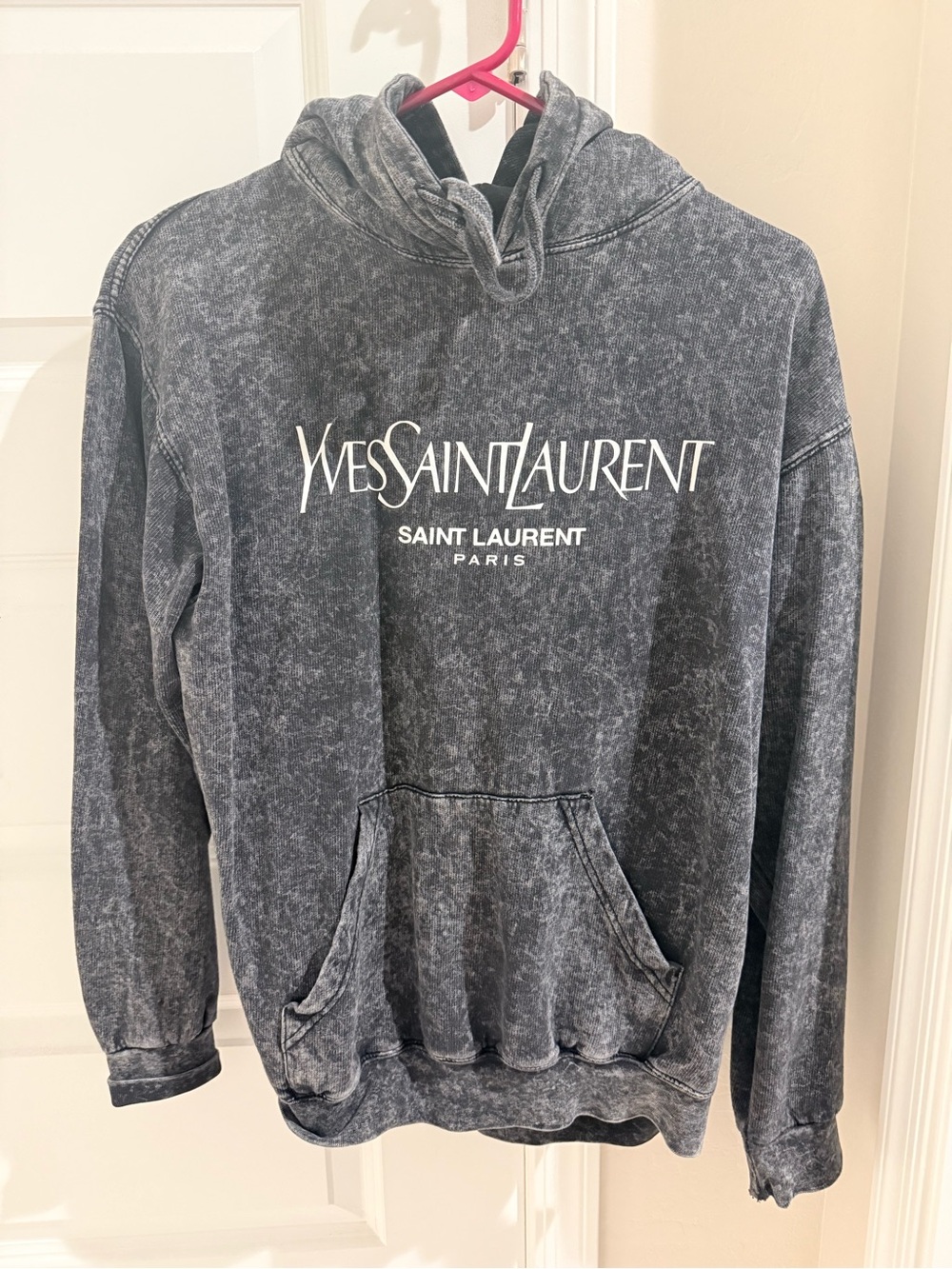 Saint Laurent Washed Black Logo Hoodie Sweater